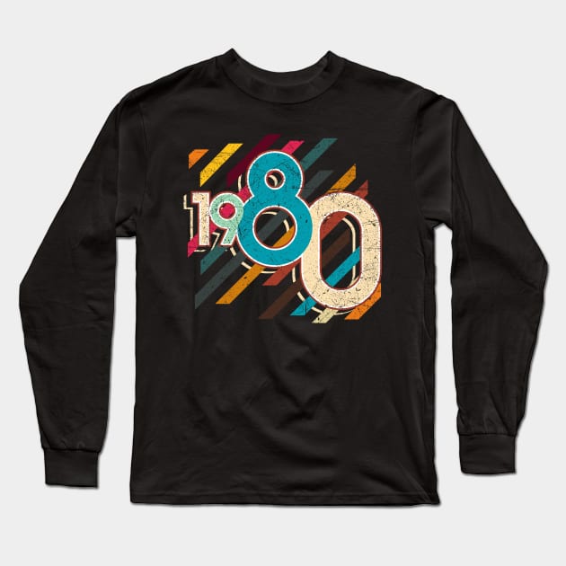 Vintage 1980 Birthday Long Sleeve T-Shirt by MintaApparel